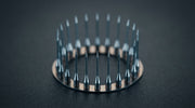 Abstract radial array of fine points representing the 25 non-insulated needles of a Scarlet SRF tip