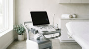 Professional micro-focused ultrasound console in a bright clinical treatment room
