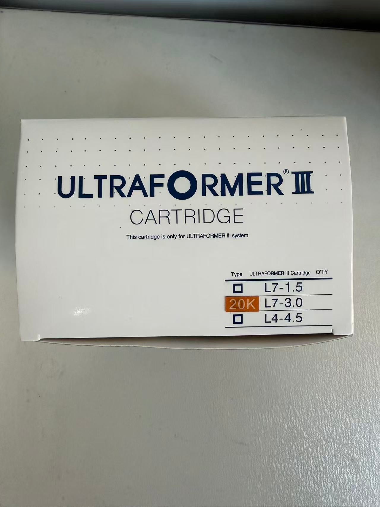 Original 1.5 - 2.0 - 3.0 - 4.5 mm cartridge for Classys Ultraformer III Hifu , focused ultrasound.
20,000 shots, choose the desired depth in the menu.
