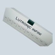 Lutron JC Infini control panel on a light gray background